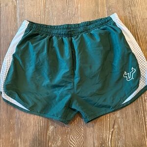Running Shorts with liner. USF University of South Florida Bulls. Green XL